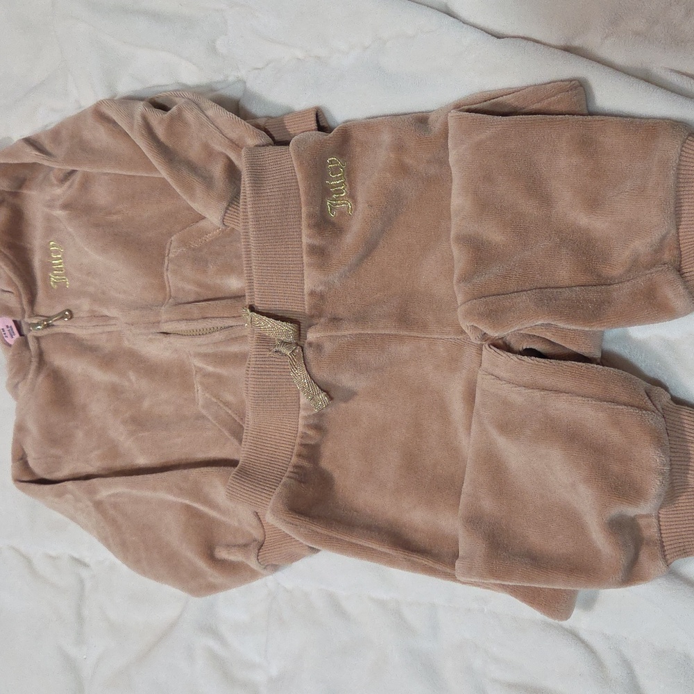 Juicy Couture Beige Velour Set with Gold Accents